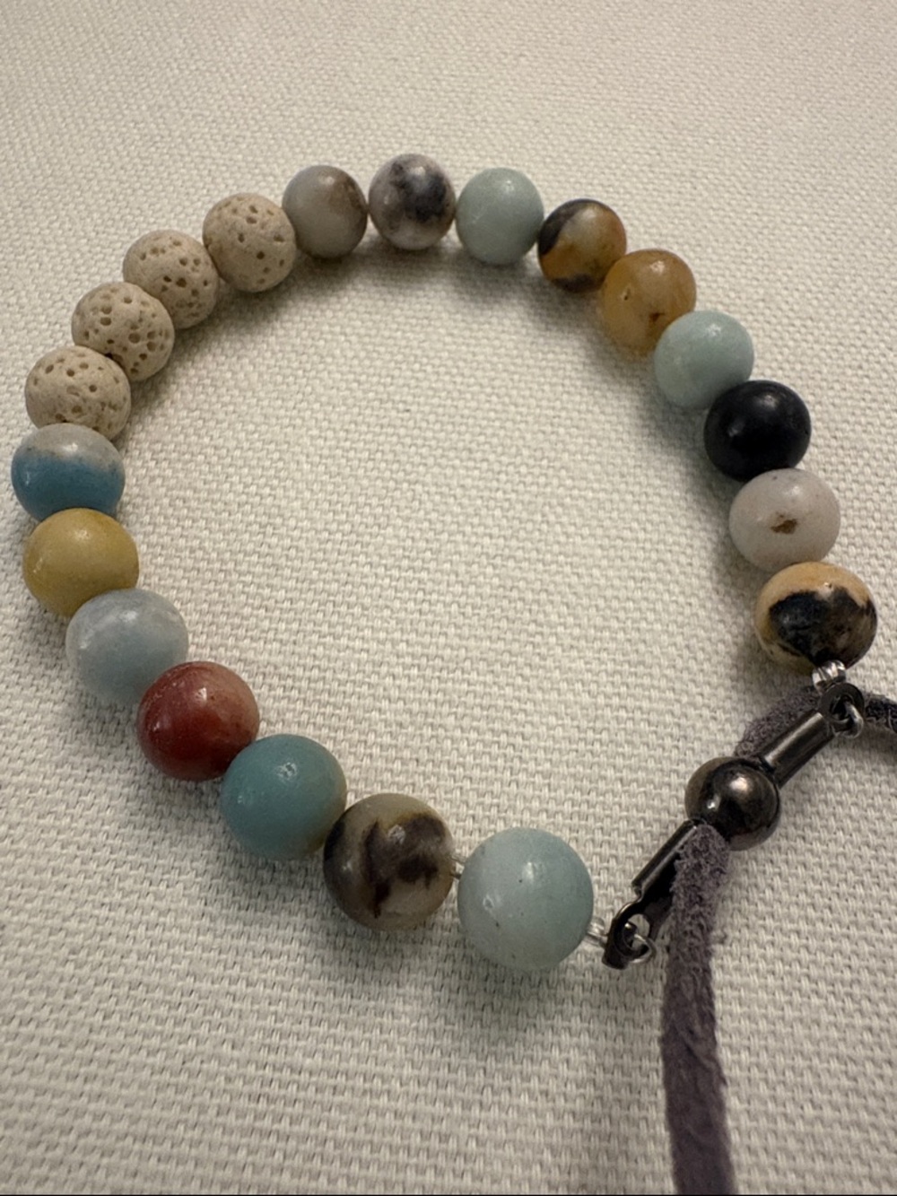 Beaded Stone Bracelet with Adjustable Suede Cord